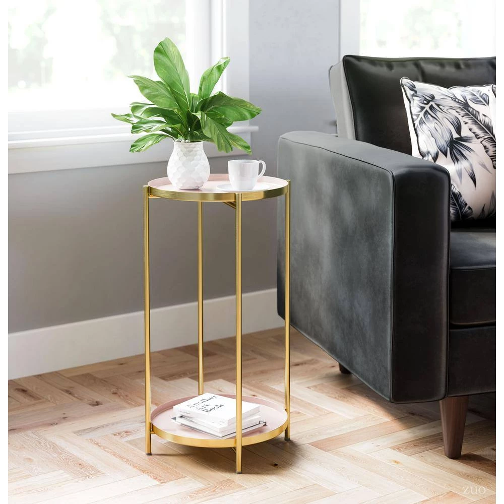 Jenna White and Gold Side Table by ZUO 11 Jenna White and Gold Side Table by ZUO - Image 9