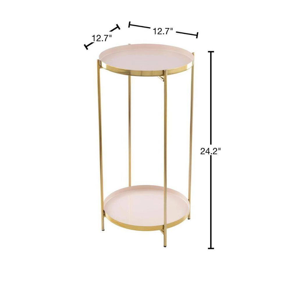 Jenna White and Gold Side Table by ZUO 5 Jenna White and Gold Side Table by ZUO - Image 3
