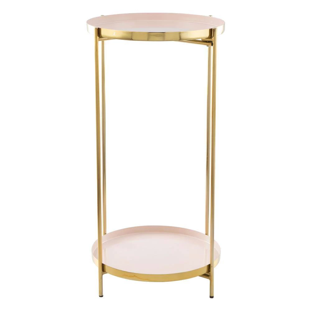 Jenna White and Gold Side Table by ZUO 4 Jenna White and Gold Side Table by ZUO - Image 2