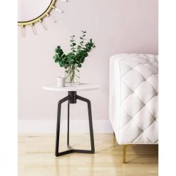 Rand White and Black Side Table by ZUO -BOSS Offic Shop white marble black zuo end side tables 101510 31 1000