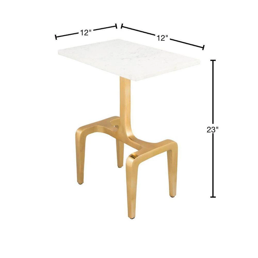 Clement White and Gold Side Table by ZUO 5 Clement White and Gold Side Table by ZUO - Image 3