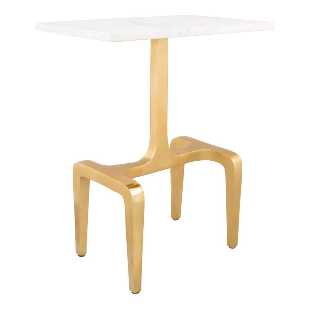 Clement White and Gold Side Table by ZUO 3 Clement White and Gold Side Table by ZUO