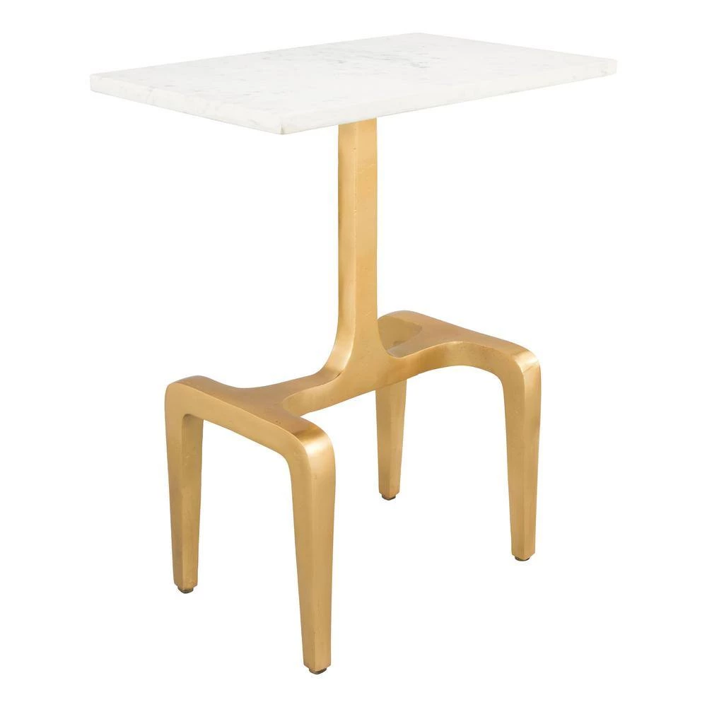 Clement White and Gold Side Table by ZUO 4 Clement White and Gold Side Table by ZUO - Image 2