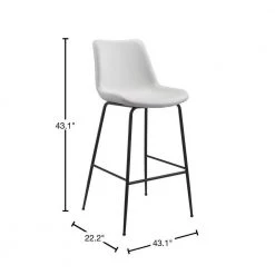Byron Bar Chair White by ZUO -Default Template 6 white zuo bar stools 101773 40 1000