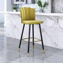 Zinclair Yellow 100% Polyester Bar Chair by ZUO -Default Template 6 yellow black gold black gold zuo bar stools 109226 31 1000