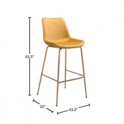 Tony Bar Chair Yellow & Gold by ZUO -BOSS Offic Shop yellow zuo bar stools 101758 40 1000