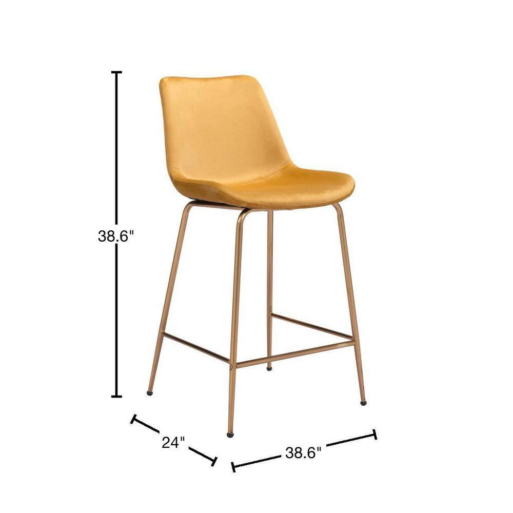 Tony Counter Chair Yellow & Gold by ZUO 5 Tony Counter Chair Yellow & Gold by ZUO - Image 3
