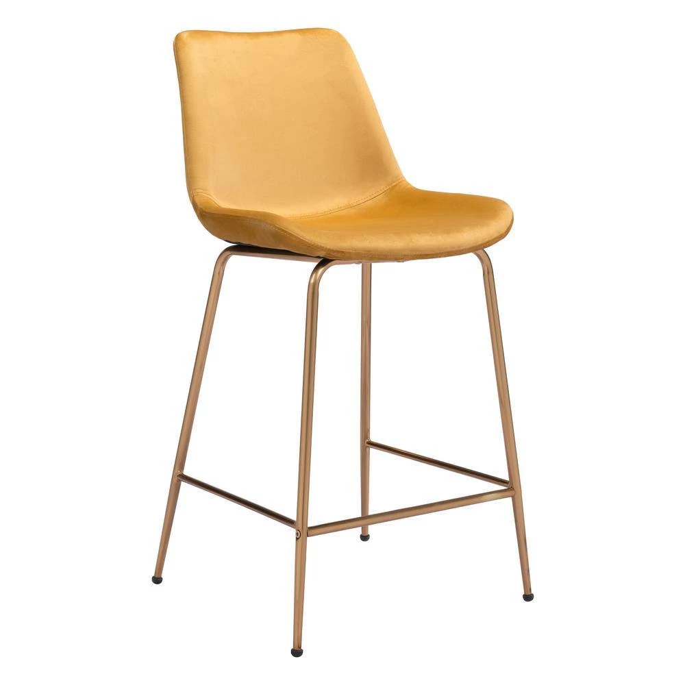Tony Counter Chair Yellow & Gold by ZUO 6 Tony Counter Chair Yellow & Gold by ZUO - Image 4
